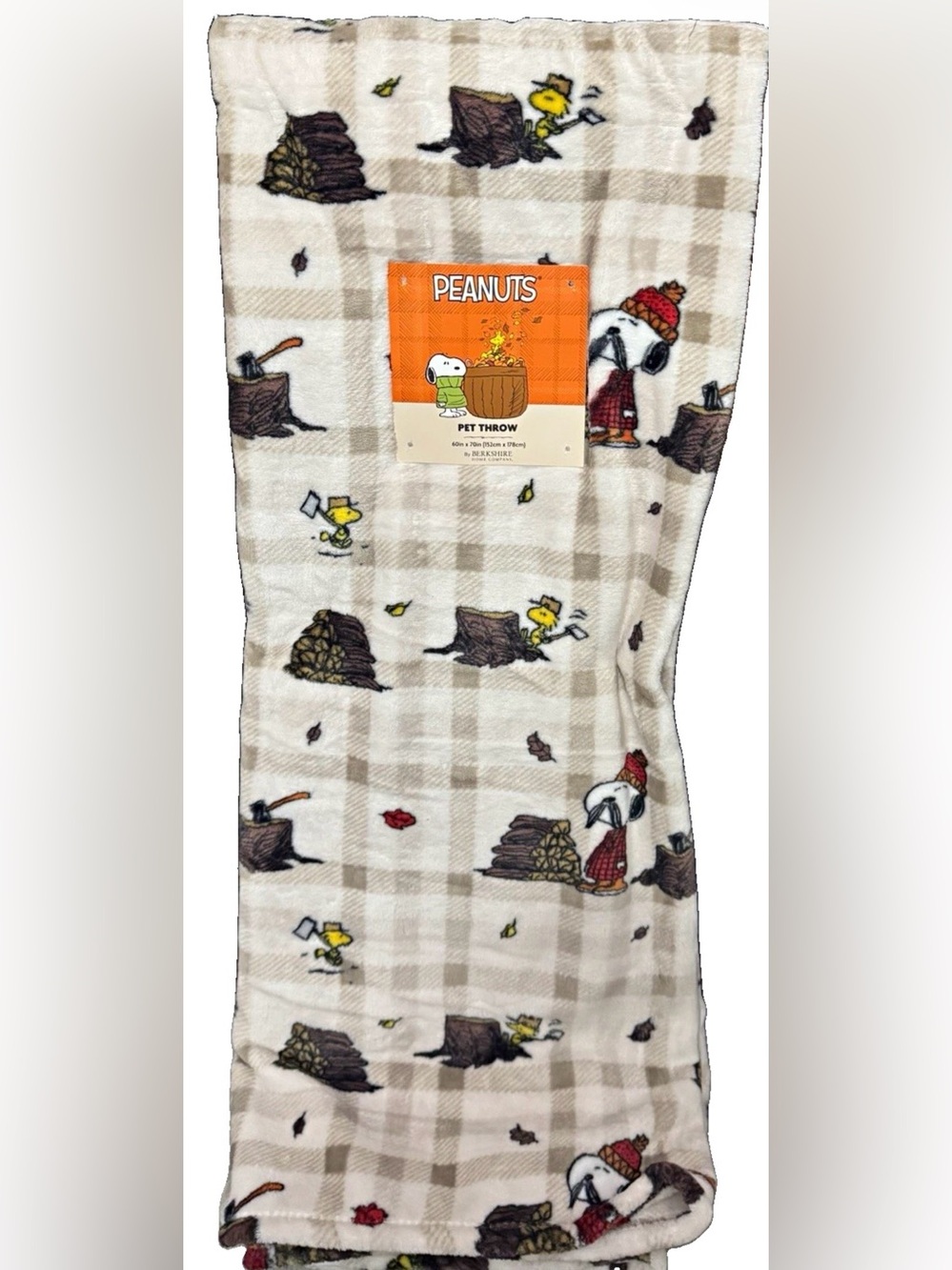 Berkshire  Peanuts Lumberjacks Snoopy Woodstock Plaid Throw Blanket 60" x 70"